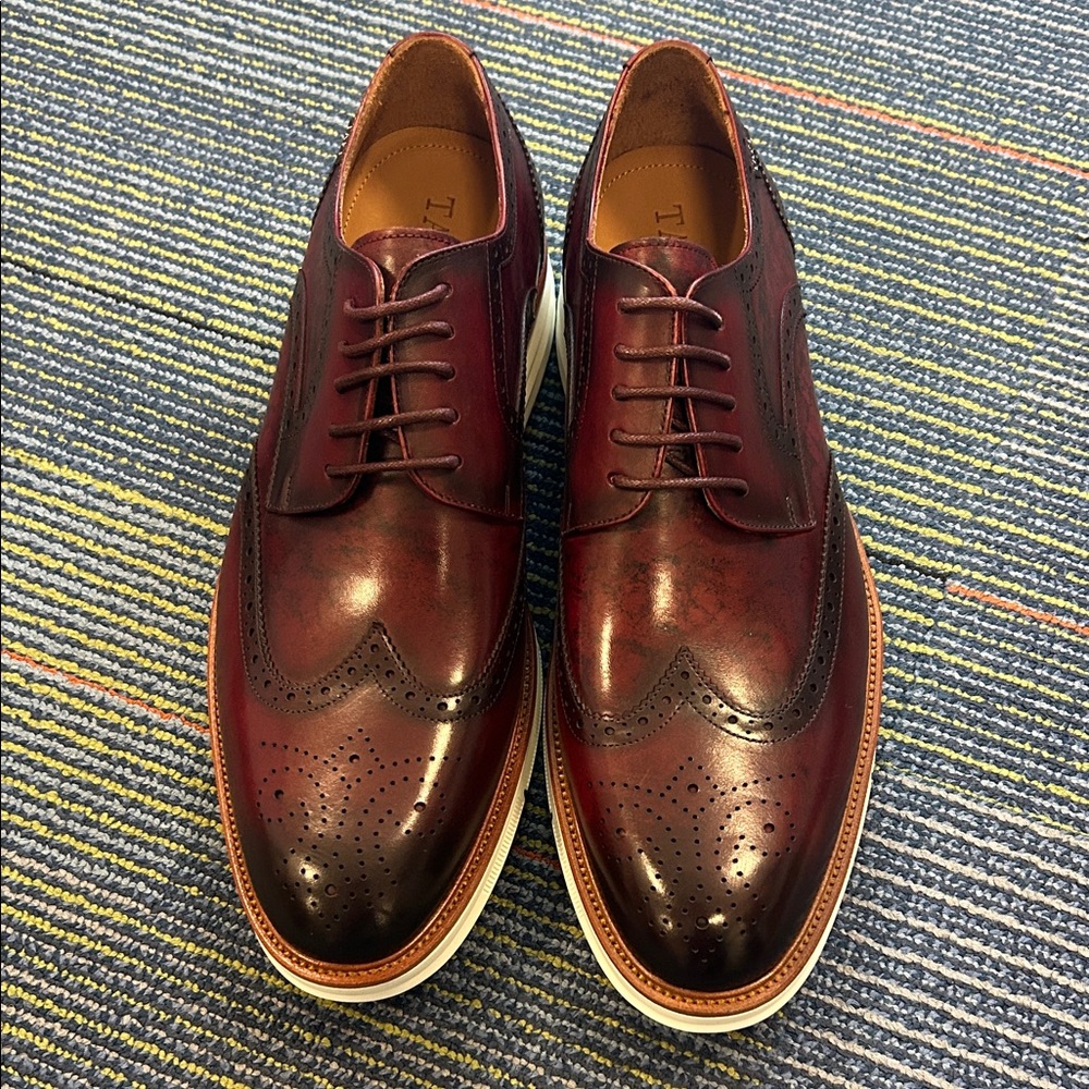 Taft Burgundy Brogue Leather Derby Shoes